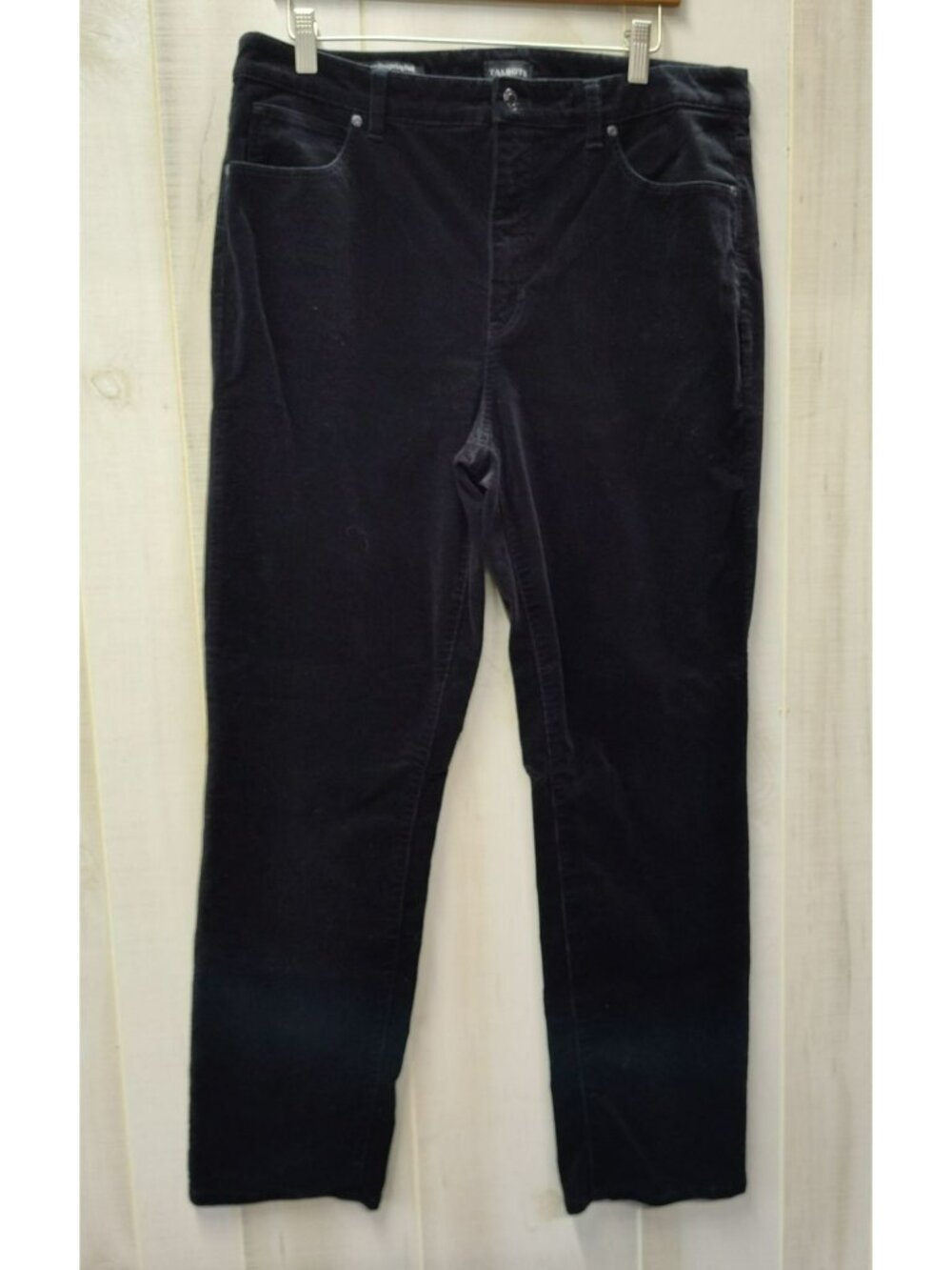 Talbots Black Corduroy Straight Leg Pants, Size 14, Cotton Spandex, 30.5 inseam